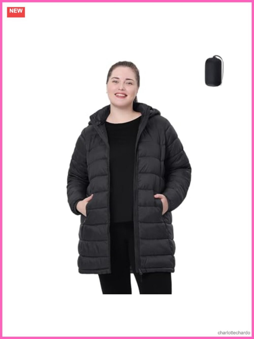 Plus Size Packable Puffer Jacket 1X-6X Water-Resistant Lightweight Coat